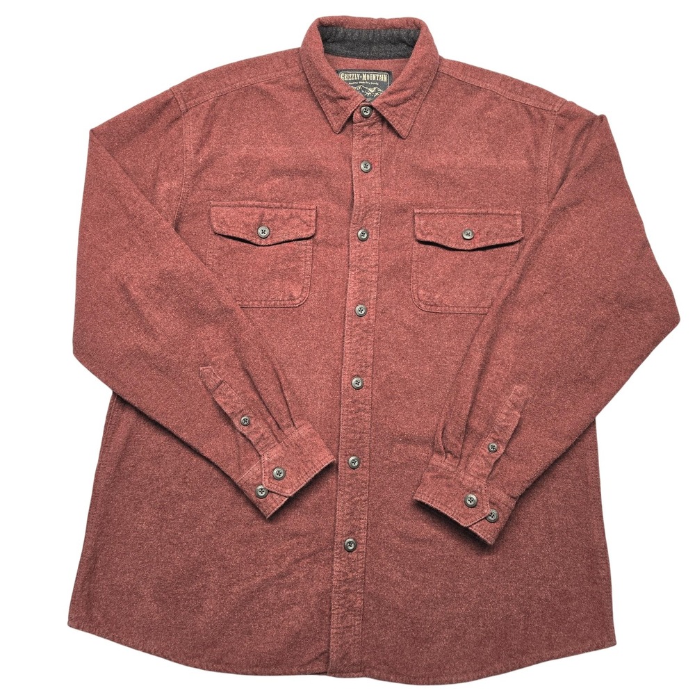 Grizzly Mountain Flannel Shirt Mens XL Red Button Up Casual Long Sleeve